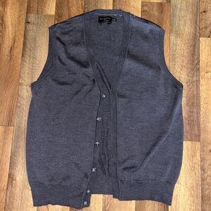 Black Brown 1826 Sweater Vest Men's Size XL Grey 100% Extra Fine Merino Wool